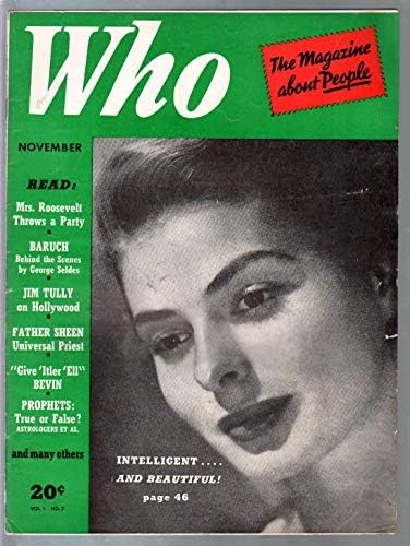 Akik 7 11/1941-Magazin Arról, hogy az emberek-Fulton Sheen-Ingrid Bergman-Lily Pons-FN