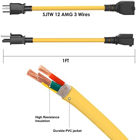 [4 az 1-ben] 15 amp 20 amp Csatlakozó Adapter T Penge Adapter Kábel 1 FT 5-15P, hogy 5-15/20R,5-15P, hogy 6-15/20R HÁLÓZATI Adapter