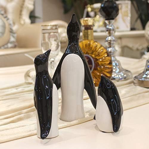 ZAMTAC Modern Pingvin Három-Lakosság Haza Kerámia Figurák Állat Miniatűr Kézműves lakberendezési Kiegészítők Könyvespolc Ajándékok - (Szín: