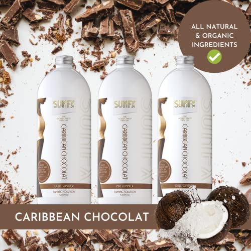SunFX Karib-chocolat-t-Természetes Spray Barnító Oldat(1L/33.8 fl oz, SÖTÉT NYÁRI)