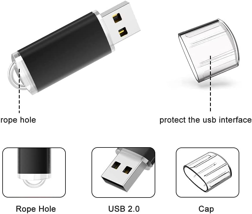 10Pack 8 gb-os USB pendrive, USB 2.0 pendrive Tömeges pendrive pendrive, Fekete