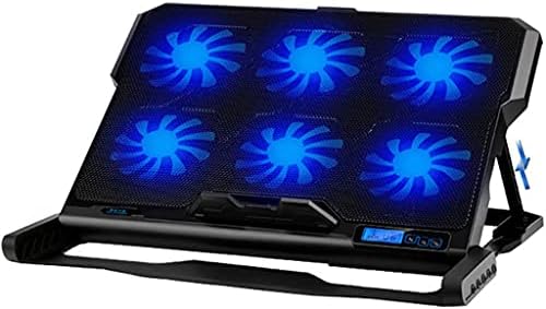 FZZDP Laptop Hűtő Pad 6 Ventilátorok, Dupla USB Hűtő, a Világos LCD-Kijelző Notebook Állvány, 12-16 Inch