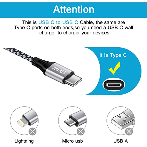 100W/5A USB-C-C Kábel,6ft C Típusú USB-C Android Telefon Szuper Gyors Töltés Kábel Vezeték, Kompatibilis Samsung Galaxy S23