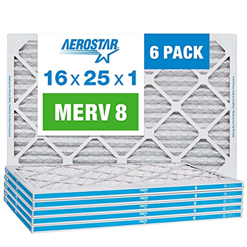 Aerostar 16x25x1 MERV 8 Rakott Levegő Szűrő, 6 Csomag (Általában Méret: 15 3/4x 24 3/4 x 3/4) & 16x25x1 MERV 13 Rakott légszűrő, AC Kemence