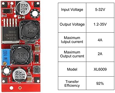 MECCANIXITY DC-DC Boost Konverter feszültségszabályozó XL6009 5-31V, hogy 1.1-35V 4A Piros Power Transformers Csomag 1