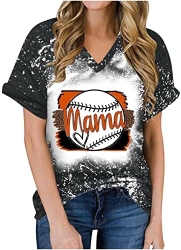MRGIINRI Baseball Mama Póló Női 2023 Nyári Divat Softball Rövid Ujjú Fehérített Tee Legfeljebb Alkalmi, Laza Fit Blúz
