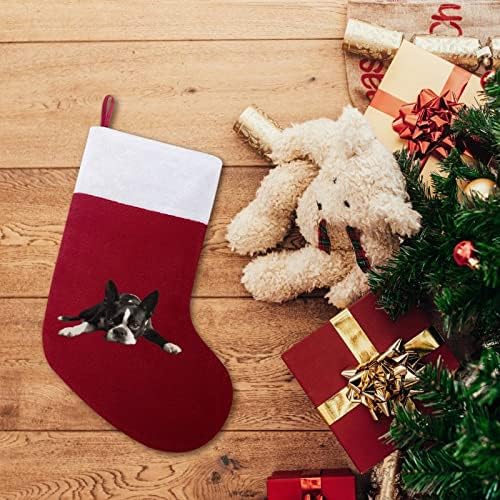 A Boston Terrier Kutya Karácsonyi Harisnya, Zokni, Plüss Kandalló a karácsonyfa lakberendezés