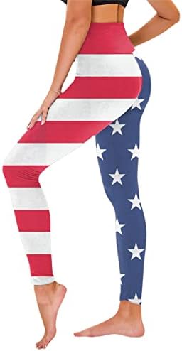 Július 4-én Magas Derekú Nadrágot a Nők Usa Zászló, Futás, Jóga Leggings Ultra Puha Ecsettel Rugalmas Edzés Tornaterem Nadrág