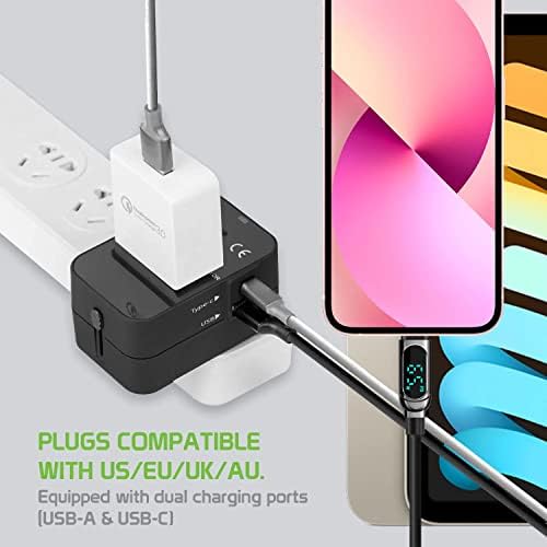 Utazási USB Plus Nemzetközi Adapter Kompatibilis a Láva Iris Üzemanyag 25 Világszerte Teljesítmény, 3 USB-Eszközök c típus,