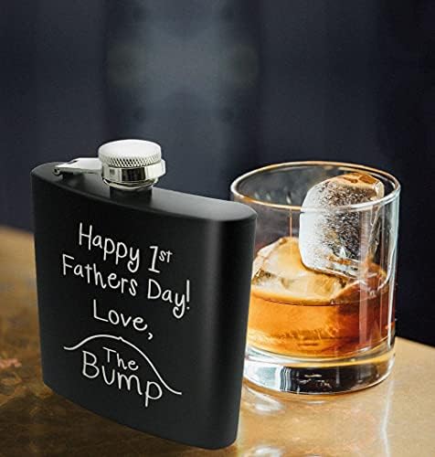 Új Apa Ajándékok Férfiaknak 1. Boldog Apák Napja Szerelem a Bump 6oz Rozsdamentes Acél flaskád, Fekete