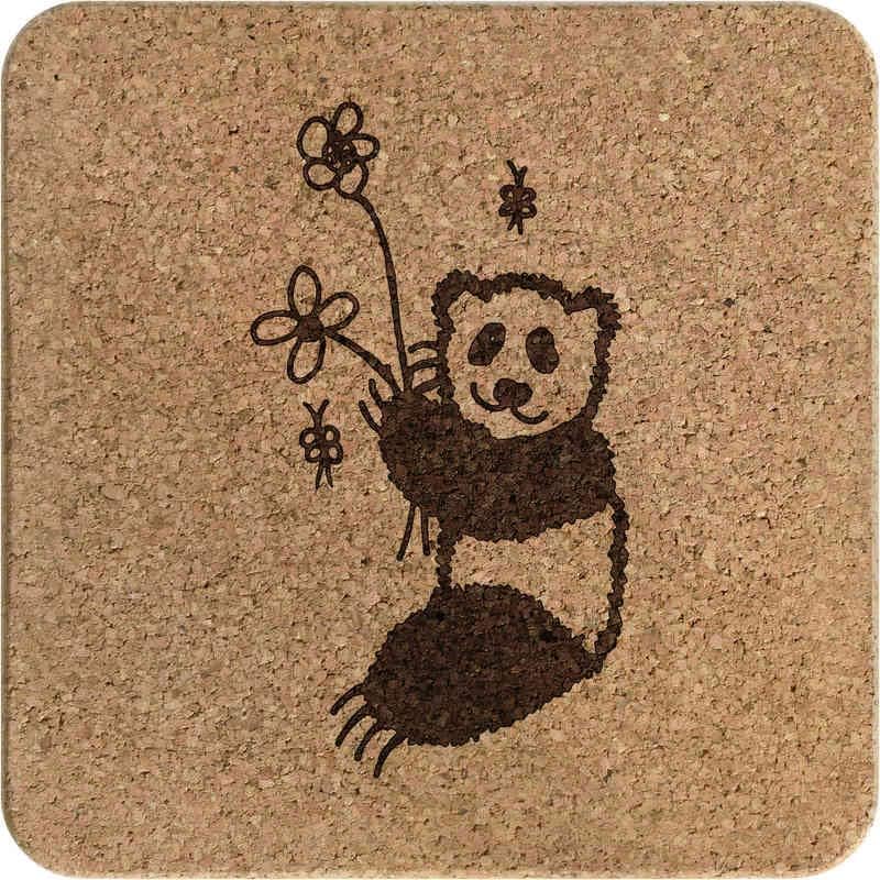 Azeeda Panda Tartja Virágok Tere Parafa Trivet/Edény Állvány (TR00023009)
