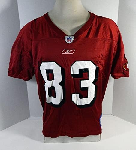 2002-ben a San Francisco 49ers JJ Stokes 83 Játék Kiadott Piros Gyakorlat Jersey-ből 959 - Aláíratlan NFL Játék Használt Mezek