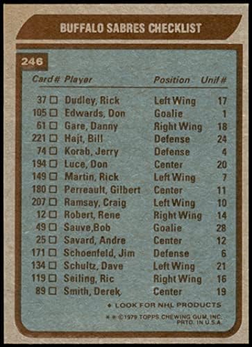1979 Topps 246 Sabres Csapat Lista Buffalo Sabres (Hoki-Kártya) NM/MT Sabres