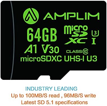 Amplim Micro SD Kártyával 64 gb-os, Extrém Nagy Sebességű MicroSD Memória Plusz Adapter, MicroSDXC SDXC U3 Osztály 10 V30 UHS-én a TF