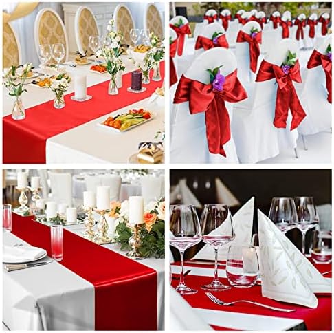 GFCC Csomag 5 Piros Szatén asztali Futó 12 x 108 Cm az Esküvői Parti Dekoráció Események