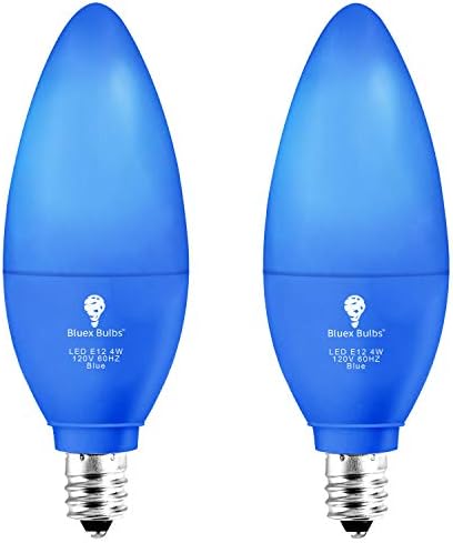 2 Csomag BlueX LED Gyertya Kék Villanykörtét - 4W (40Watt Egyenértékű) - E12 Alap Kék Kék LED Izzó, Party Dekoráció, Veranda, Otthoni
