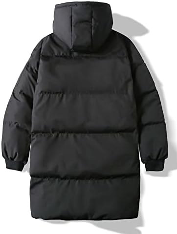 OSHHO Kabátok Női - Férfi Fedél Zseb Zip Kapucnis Puffer Kabát (Szín : Fekete, Méret : XX-Nagy)