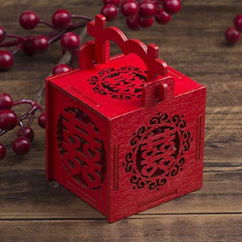 TENDYCOCO 2db Hordozható Ajándék Konténer Kínai Stílusú, Fából készült Cukorkát Doboz Esküvői Kék Gyöngy Tassel Dekoráció Üreges Édes