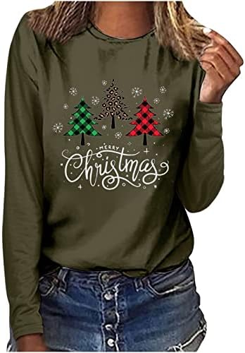 Ronda Pulóver Karácsonyra a Nők számára az Új Év 2023 Vicces, Aranyos Karácsonyi Fa Sleeve Póló, melegítő felső Alkalmi