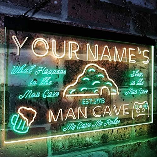 ADVPRO Személyre szabott A Nevét Egyéni Barlang Létrehozott Év kétszínű LED Neon Sign Zöld & Sárga 24 x 16 Cm st6s64-pb1-tm-gy