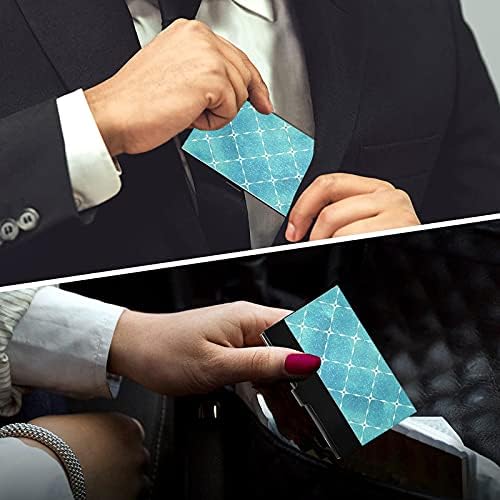 Teal Geometriai Kockás Üzleti Kártya Tartóját a Nők a Férfiak névjegykártya tartó tok Bőr Személyes Kártya, Hitelkártya, személyi