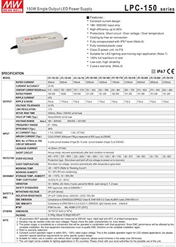 [PowerNex], jót LPC-150-500 300V 500mA 150W Egyetlen Kimeneti LED Tápegység
