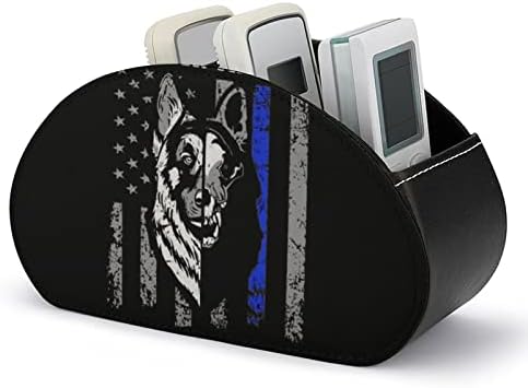 Sheepdogs Kék Vonal Amerikai Zászló Távirányító tartó, 5 Rekeszes PU Bőr Multi-Funkcionális Tároló Caddy Asztali Szervező