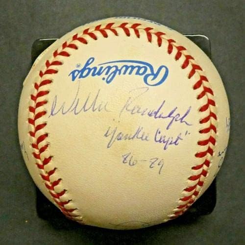 Yankees Kapitányok Aláírt Labdát a Csalán Guidry Mattingly Randolph Teljes SZÖVETSÉG Levelet - Dedikált Baseball