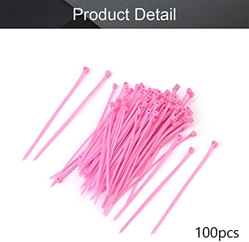 Bettomshin Kábel karperecet 3.94 Inch x 0,1 Hüvelyk(L x W) Egyéni-Zár Nylon Nyakkendő Pakolások Rózsaszín 100-as