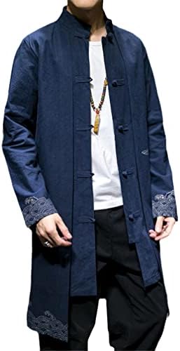 GYXHPTD Stílus Hosszú Széldzseki Streetwear Keleti Ruhák Férfi Hip-Hop Kínai Mandarin kabát Kabát