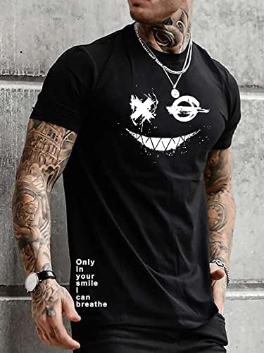 OYOANGLE Férfi Summr Grafikus Rövid Ujjú Sleeve T-Shirt Póló