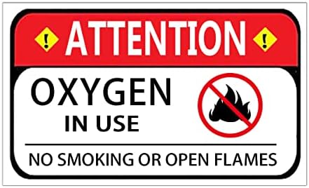 YOUOK Oxigén Használata Figyelmeztető Jel Matricák, Címkék, 3×5 Hüvelykes Ragasztó Gyúlékony Veszély tilos a Dohányzás Nem