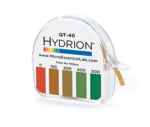 Hydrion QT-40 Kvaterner Fertőtlenítő Teszt Szalag 15 méter Roll Quat színskála 0-500 ppm Tartomány