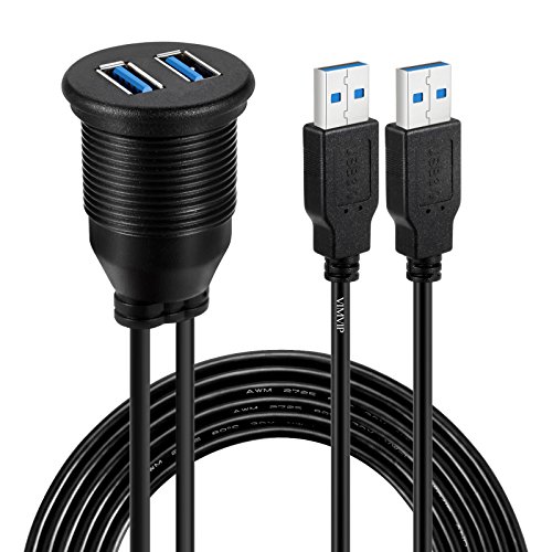 VIMVIP Autó süllyeszthető 2 USB 3.0 Port Vízálló 6.5 Méter Kiterjesztését Dash Pannel Mount Kábel az Autó