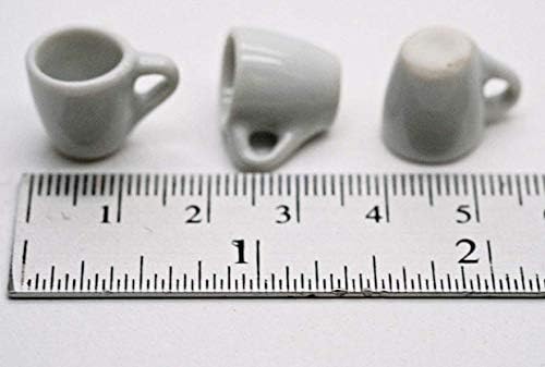 10 Fehér Bögre Tea Csésze Nagy Méretű 1.4 cm Babaház Miniatúrák Élelmiszer Konyha