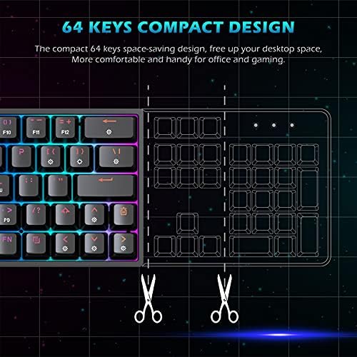 KIM KB-64 60% - os Mechanikus Gaming-Billentyűzet, 64 Kulcsok RGB Háttérvilágítású, Hot Swap Vezetékes Billentyűzet, Teljes mértékben