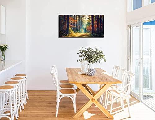 Őszi Erdő Nagy Kifeszített Vászon Wall Art A nappaliban, Hálószobában Otthon Dekoráció, Mordern Reggeli Napfény Fa Nyomtatott Kép,