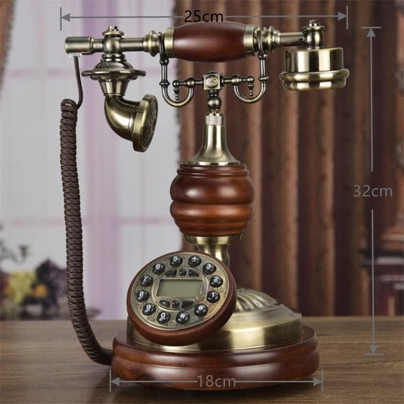DHTDVD Antik Vezetékes Telefon Retro Haza a gyorstárcsázás Tömör Fa Vezetékes Telefon Kék Háttérvilágítás+Kihangosító+Hívófél-AZONOSÍTÓ