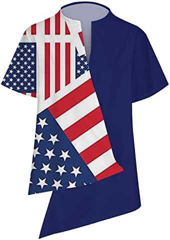 Hazafias Pólók Női USA Zászló Ing Szabálytalan Szegély, V-Nyakú, Rövid Ujjú Blúz Felső Csillagok Csíkos Hazafias Nyári Póló