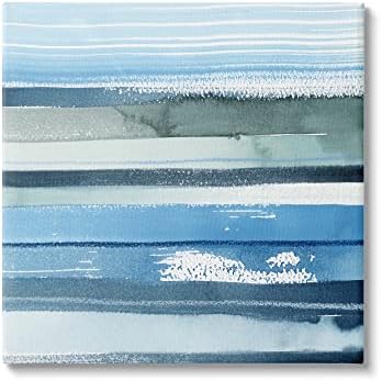 Stupell Iparágak Absztrakt Óceán Táj Telített Kék Csíkos Vonalak Vászon Wall Art, Design By Grace Popp