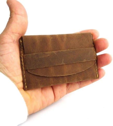Valódi Vintage Bőr Kézzel Készített Mini Mini Pénztárca Pénz Id Hitelkártya Birtokos Kompakt Retro
