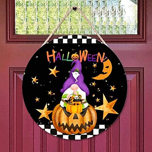 A Gnome-Fa Ajtó Alá, Halloween Gnome Üdv Bejárati Ajtó Jel, 16 x 16 Hold Falon, Ajtón Lóg Alá Évjárat Kertben Verandán Parasztház Bejárati