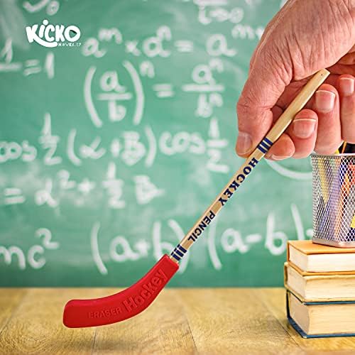 Kicko Jégkorong Ceruza - 9 Inch - 24 Pack - Ömlesztett Többszínű hokiütő Ceruza Gumi Penge Radír - Oktatási Parti kellékek, Csapat