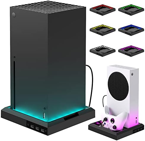 RGB LED Állni Xbox Sorozat X-3 Extra USB Port, YUANHOT 7 Színek 10 Hatások Függőleges LED Állni Kompatibilis az Xbox Sorozat