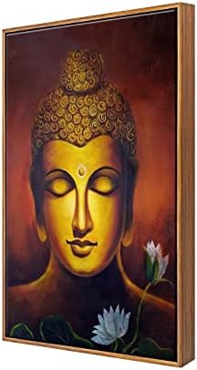 999Store úszó keret úr gautam buddha virág függőleges festmény a falon (Canvas_Golden Frame_16X24 Hüvelyk) Golden054