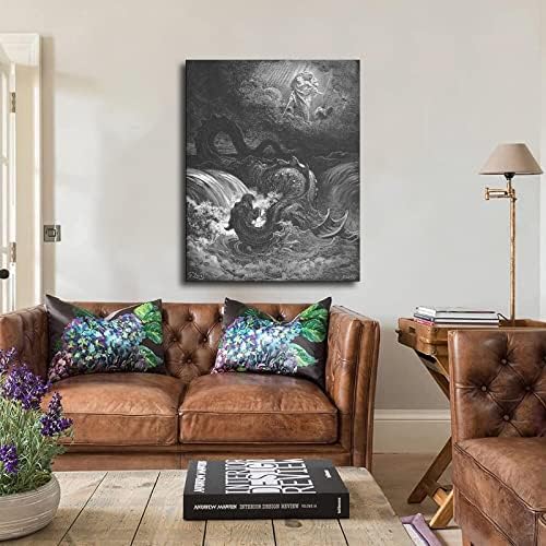 Gustave Dore - Megsemmisítése Leviatán Nyomtatás Plakát Művészet Plakát Nyomtatás Modern Család Hálószoba Decor Plakátok (08x12inch-Nem