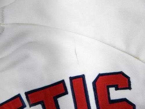 1986-ban a Kaliforniai Angyalok Gary Pettis 24 Játékban Használt Fehér Jersey DP03993 - Játék Használt MLB Mezek