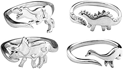 Dinoszaurusz-Gyűrűk, Stegosaurus Tyrannosaurus a Triceratops Állítható Gyűrű a Tini Fiúk, Lányok, Jura Korszak Dinoszaurusz Gyűrű