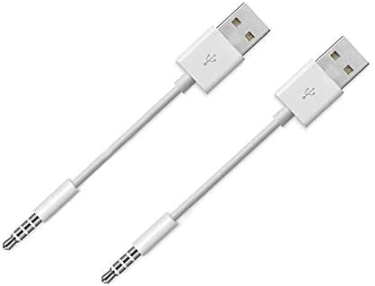 Békés USB Dátuma Kábel Csere iPod Shuffle Töltő Kábel,(2 Csomag), 3,5 mm-es Jack/Csatlakozó USB hálózati Töltő Szinkron adatátviteli Kábel