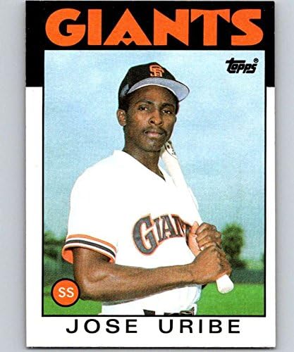 1986 Topps Baseball 12 Jose Uribe San Francisco Giants Hivatalos MLB Trading Card (stock fotó használt, NM vagy jobb garantált)